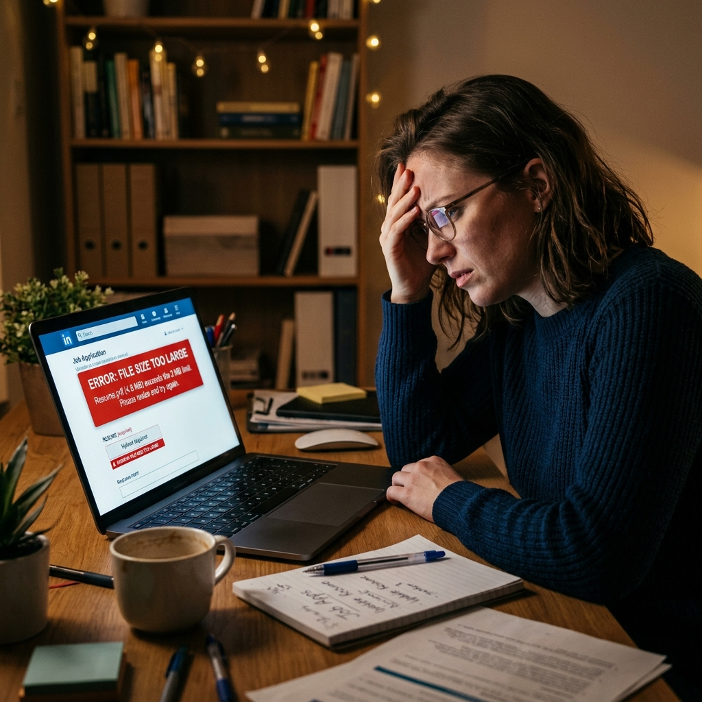 Frustrated applicant getting file size too large error on job portal