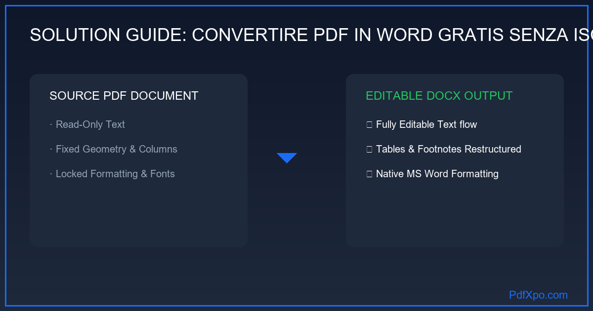 Confronto strumenti: conversione PDF in Word senza registrazione vs con account obbligatorio — PdfXpo