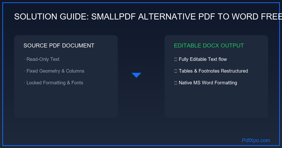 Smallpdf és PdfXpo összehasonlítása PDF Word konverzióban — napi korlát nélkül
