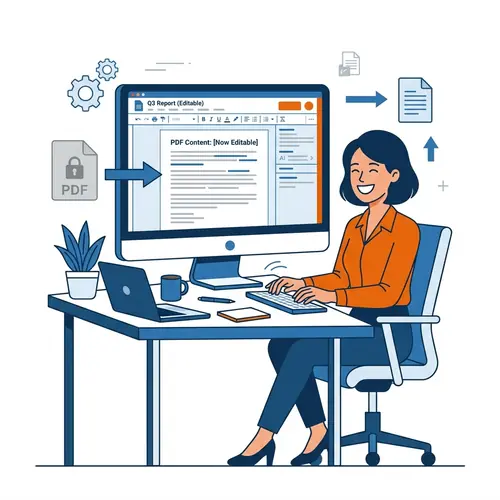 Professional easily editing a document that was previously a 'locked' PDF