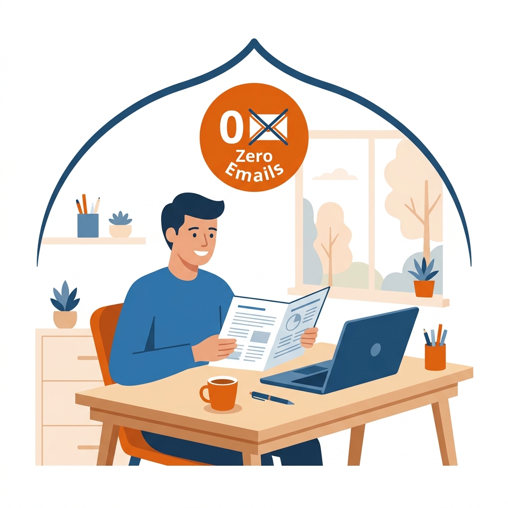 Usuário trabalhando tranquilamente sem spam de e-mail ou caixas de registro