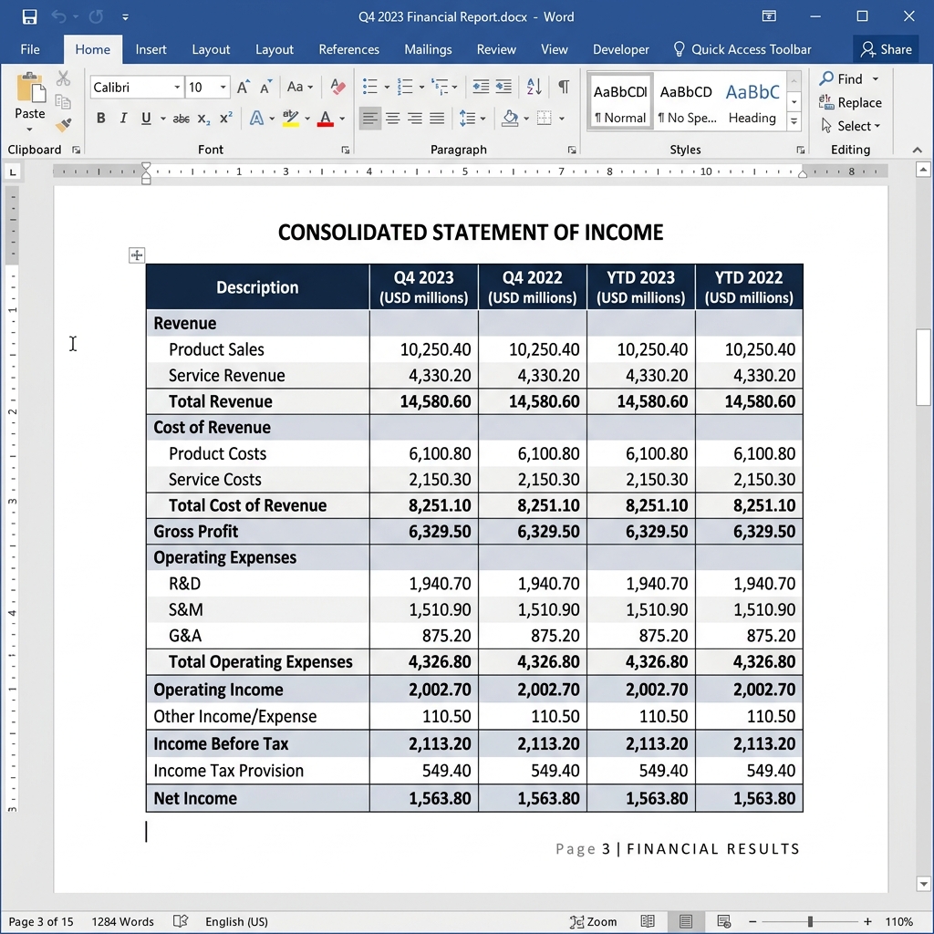 Tutorial UI : Tableau Microsoft Word parfaitement formaté